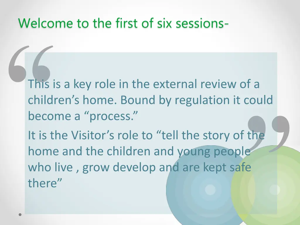 welcome to the first of six sessions