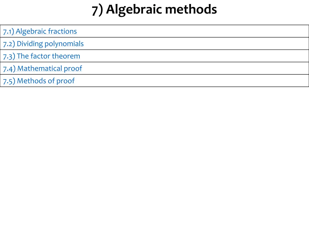 7 algebraic methods