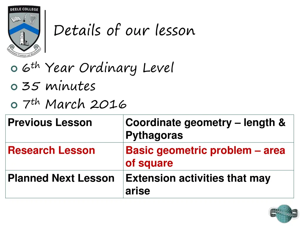details of our lesson