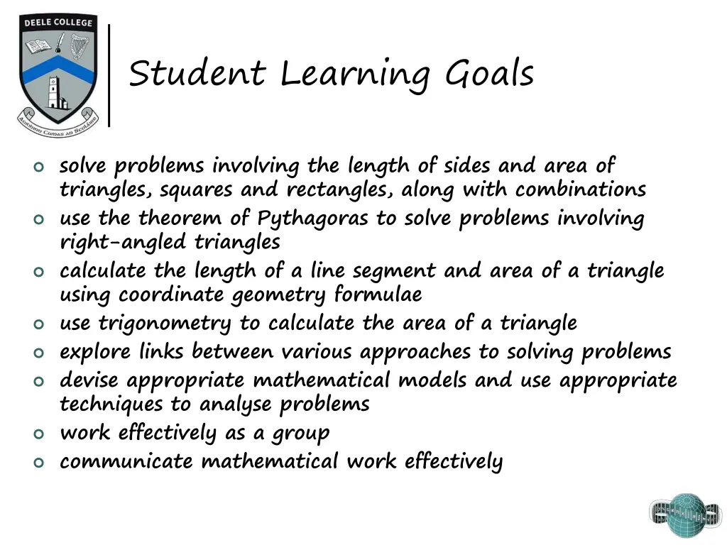 student learning goals