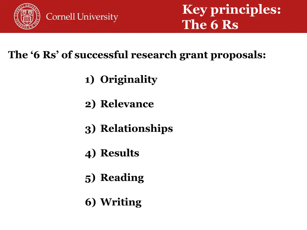 key principles the 6 rs