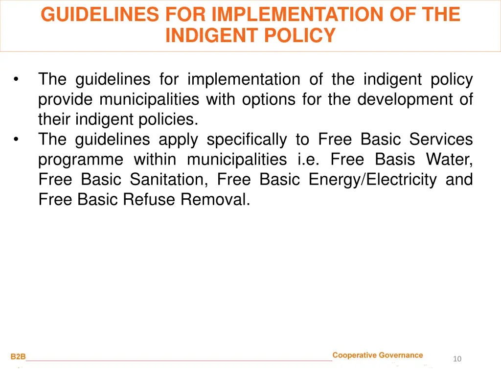 guidelines for implementation of the indigent
