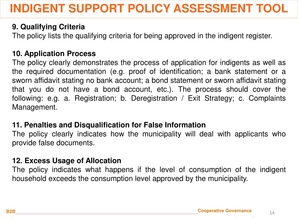 indigent support policy assessment tool 2