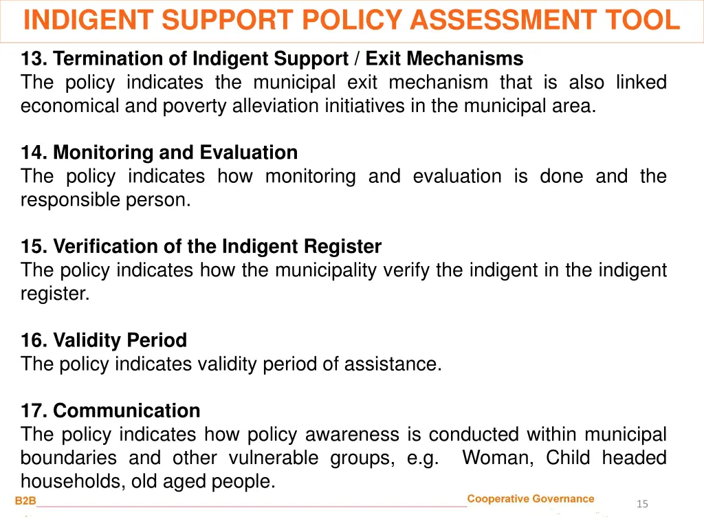 indigent support policy assessment tool 3
