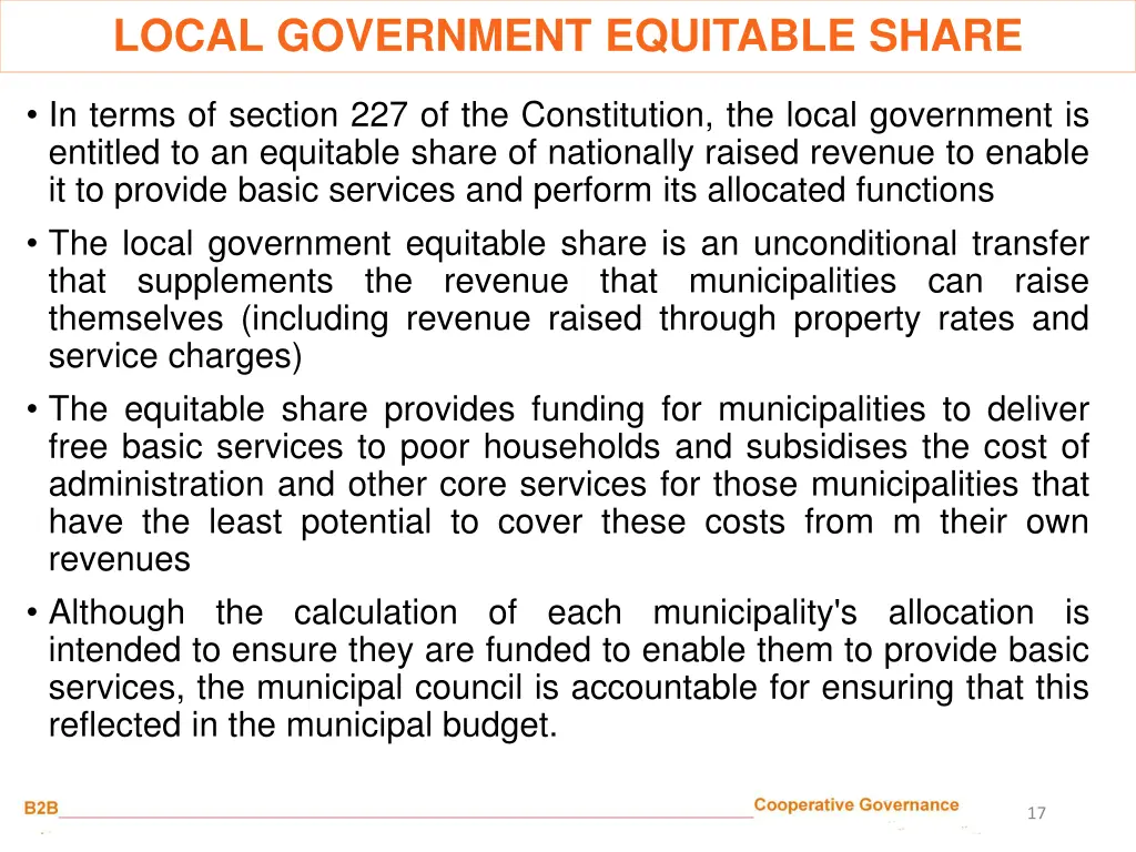 local government equitable share