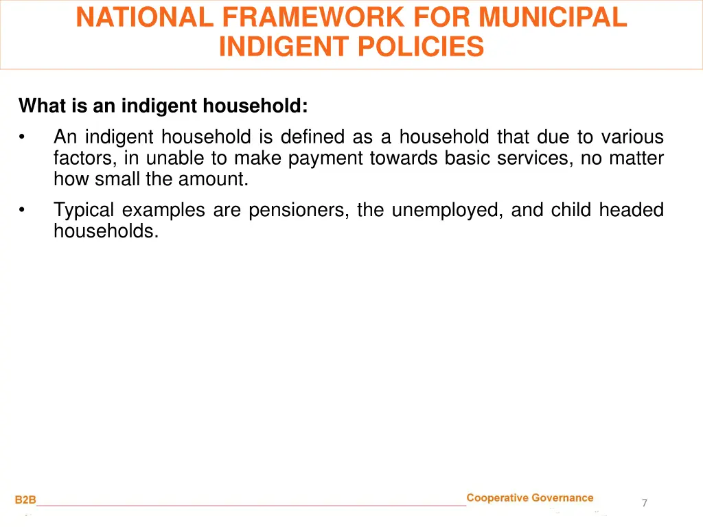 national framework for municipal indigent policies