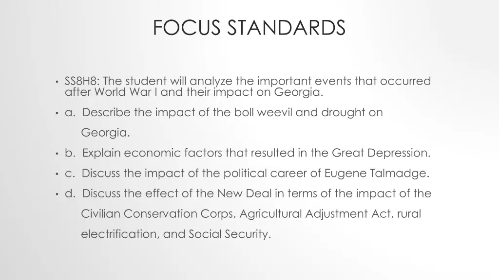 focus standards