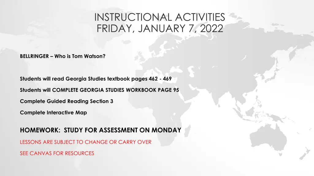 instructional activities friday january 7 2022
