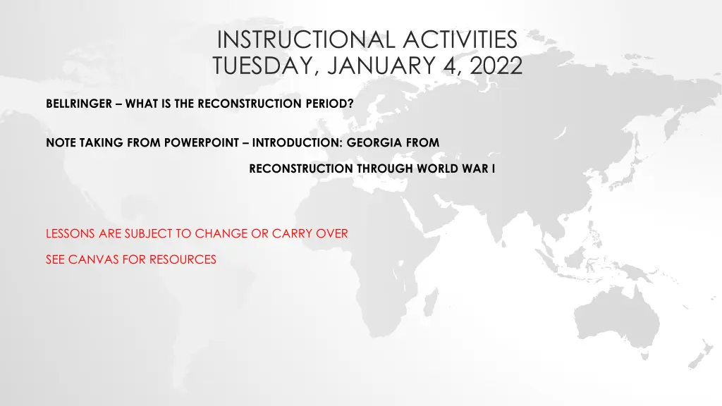 instructional activities tuesday january 4 2022