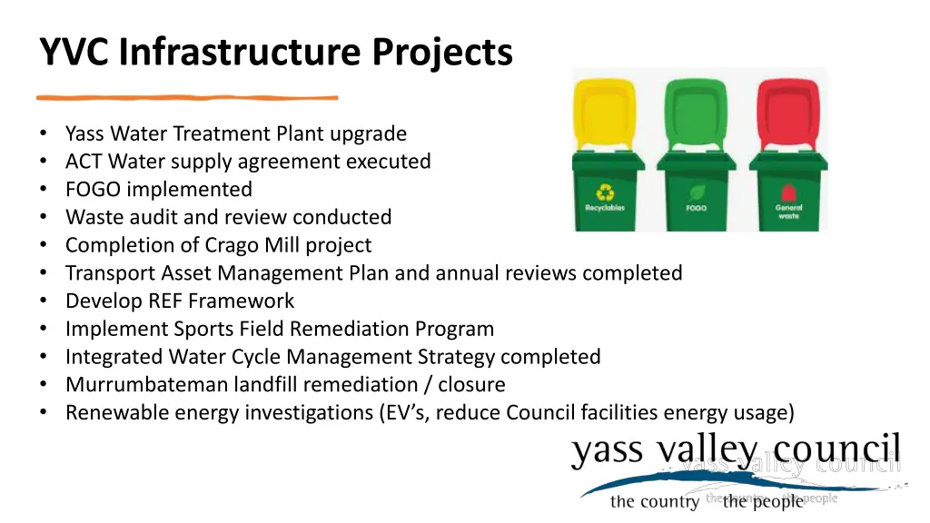 yvc infrastructure projects