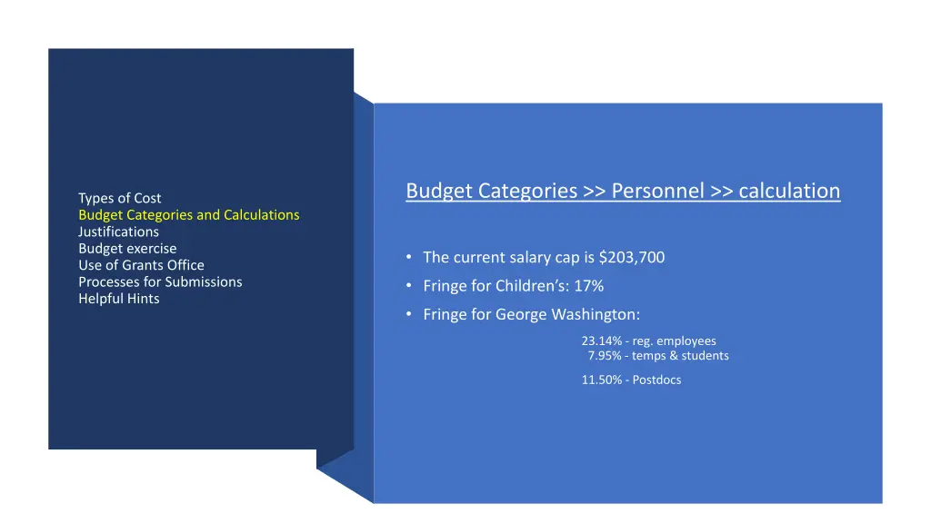 budget categories personnel calculation 1