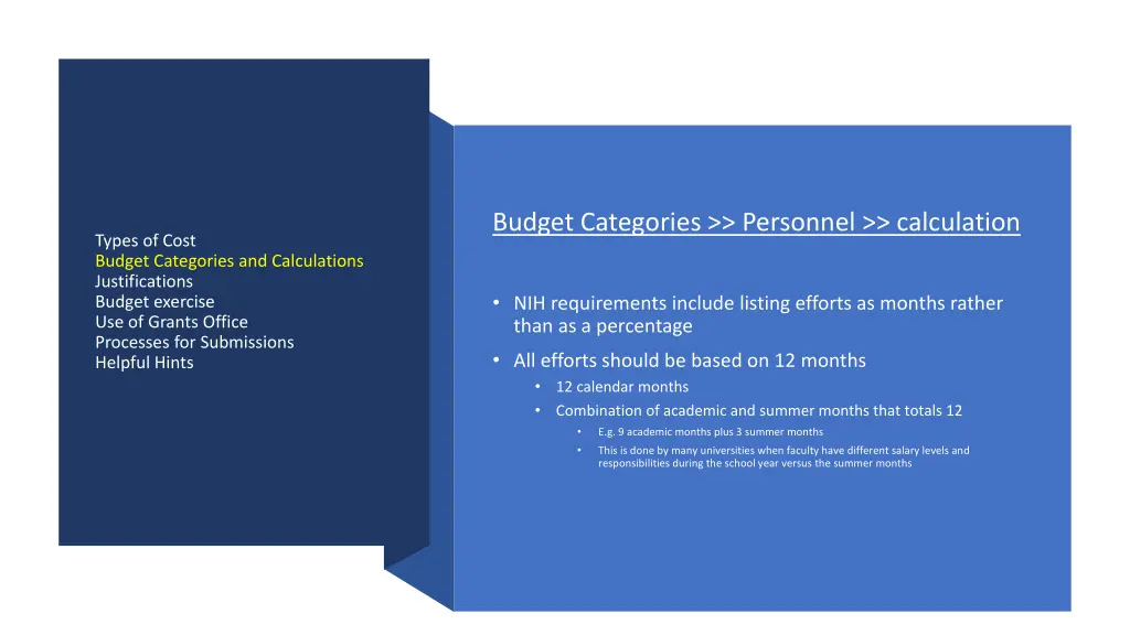 budget categories personnel calculation 2