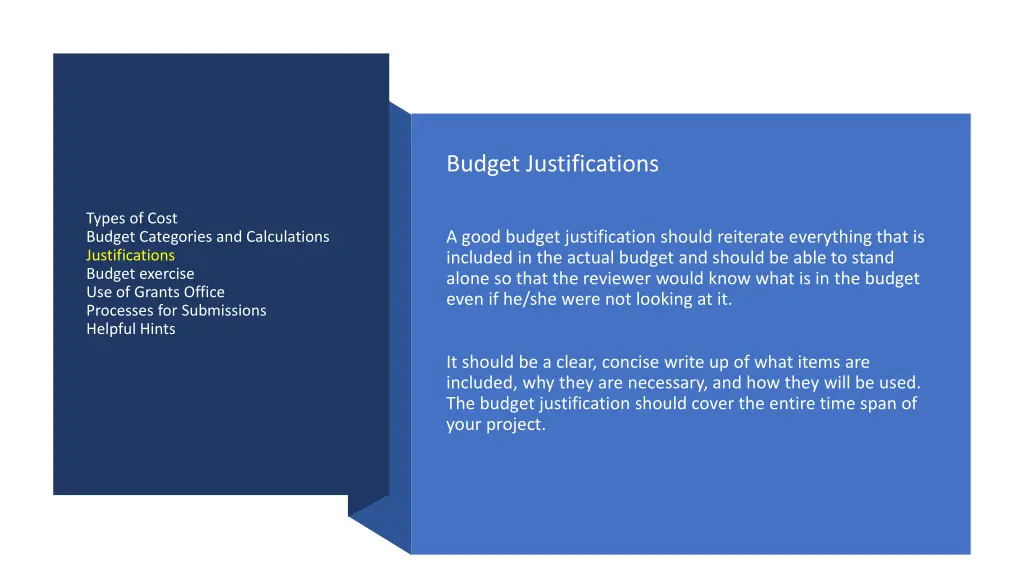 budget justifications