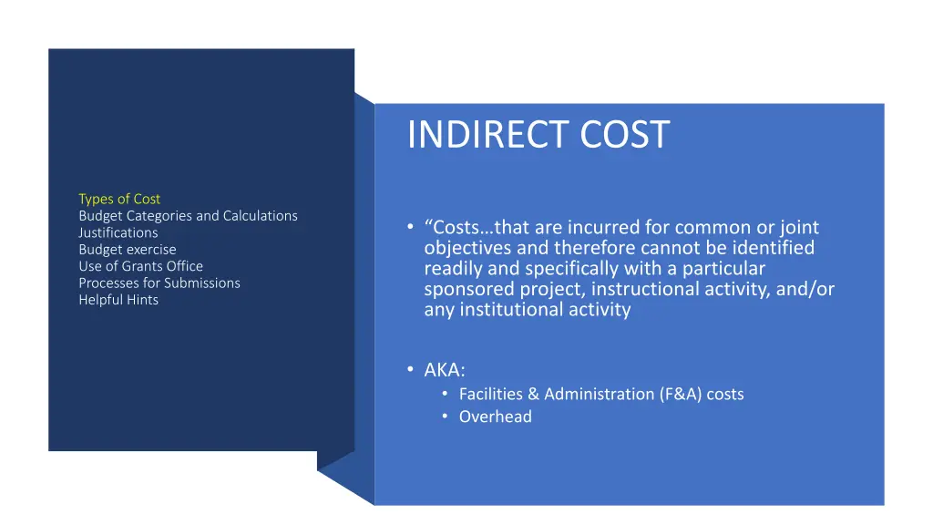 indirect cost