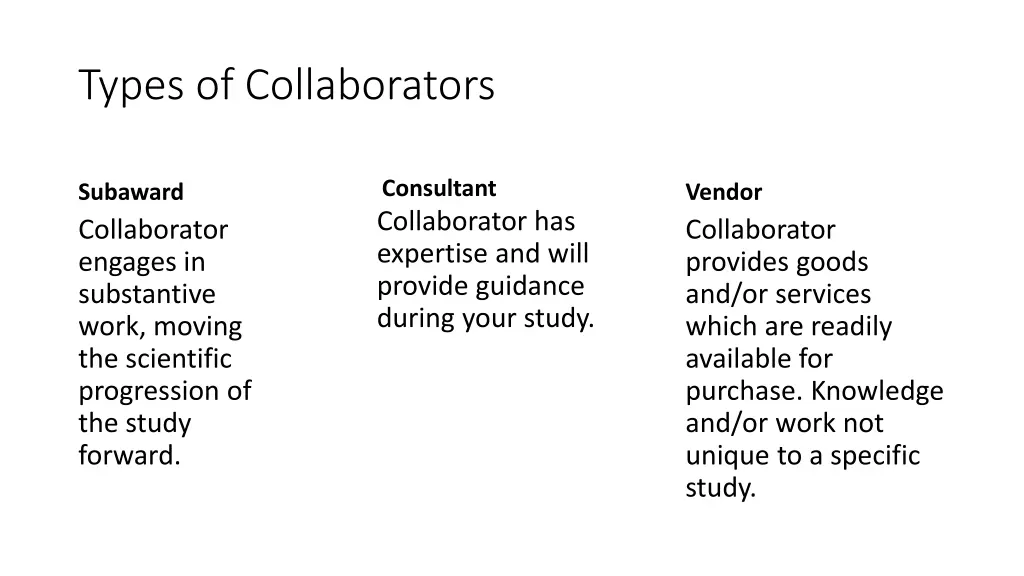 types of collaborators