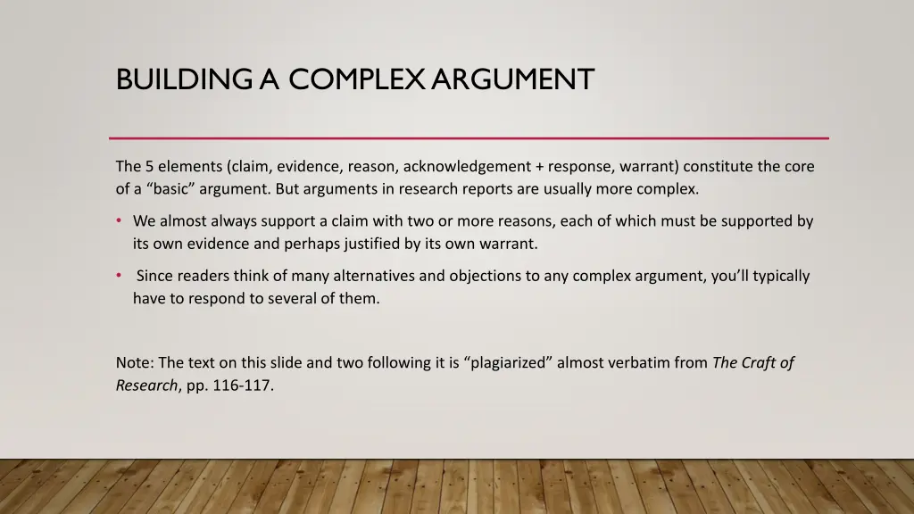 building a complex argument