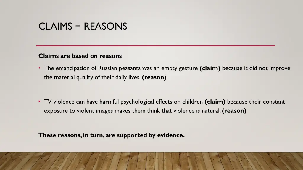 claims reasons