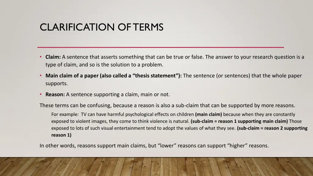 clarification of terms