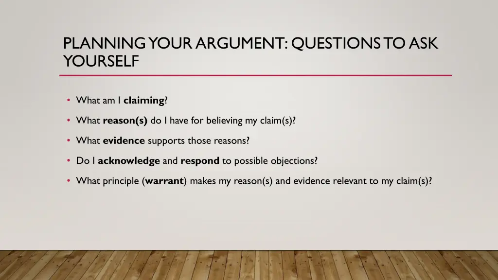 planning your argument questions to ask yourself