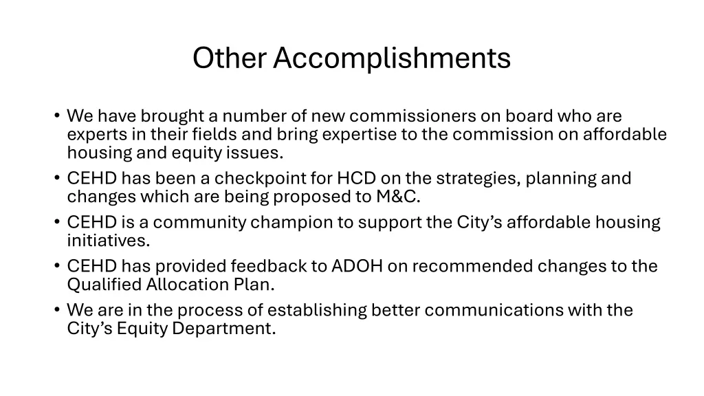 other accomplishments