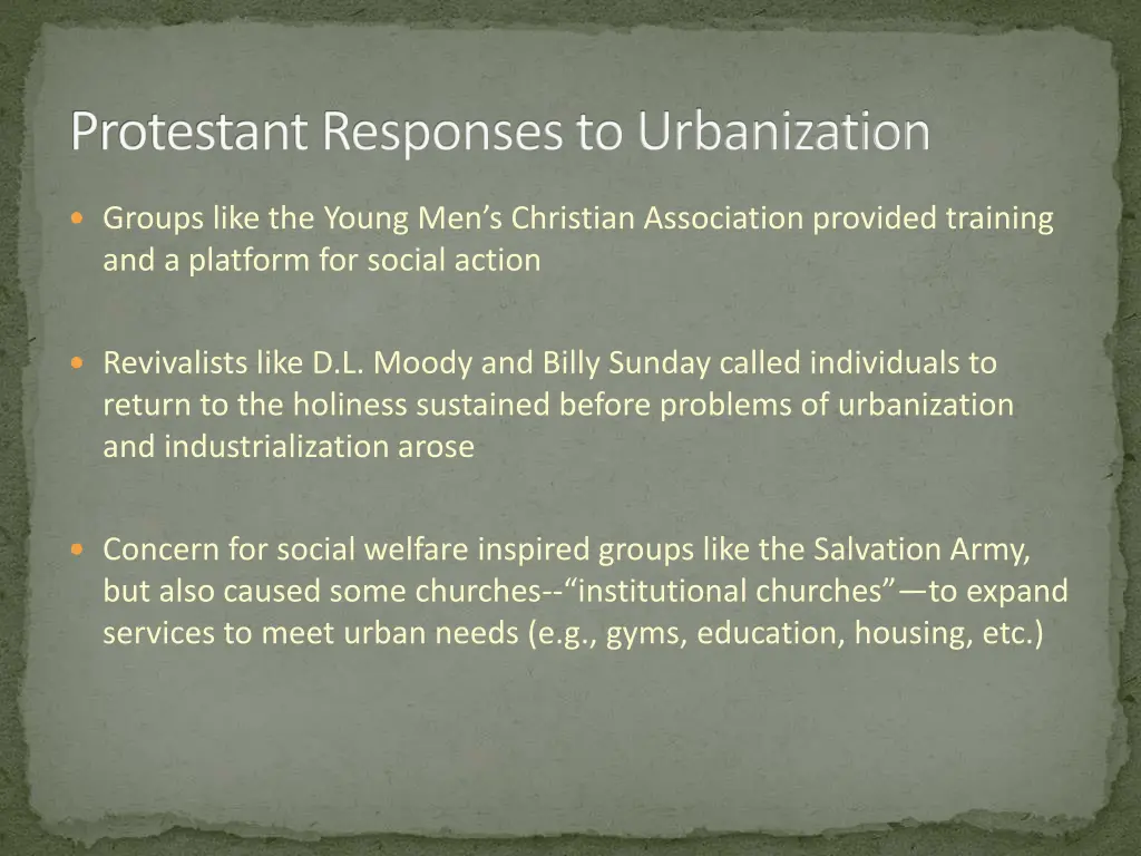 protestant responses to urbanization