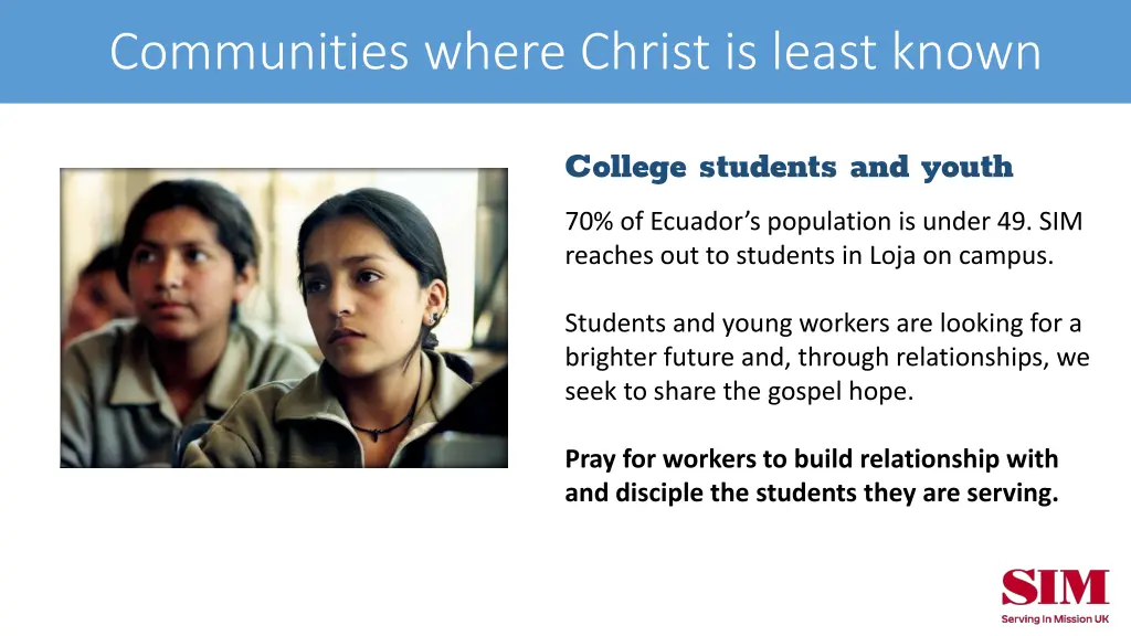 communities where christ is least known 1