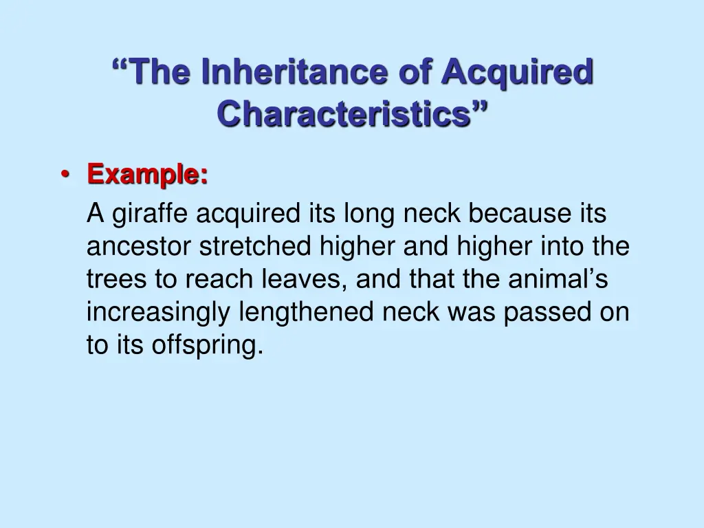 the inheritance of acquired characteristics
