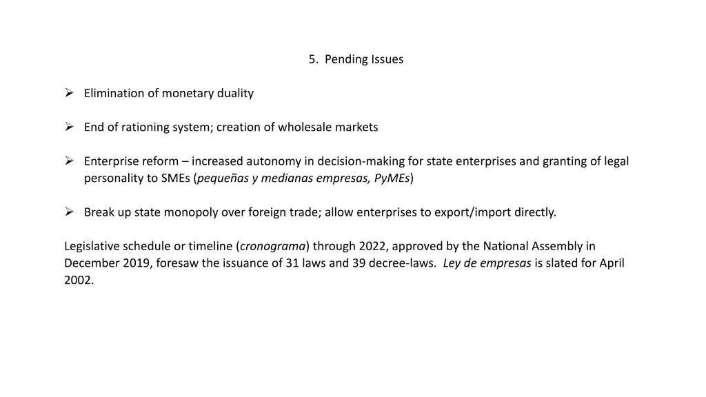 5 pending issues