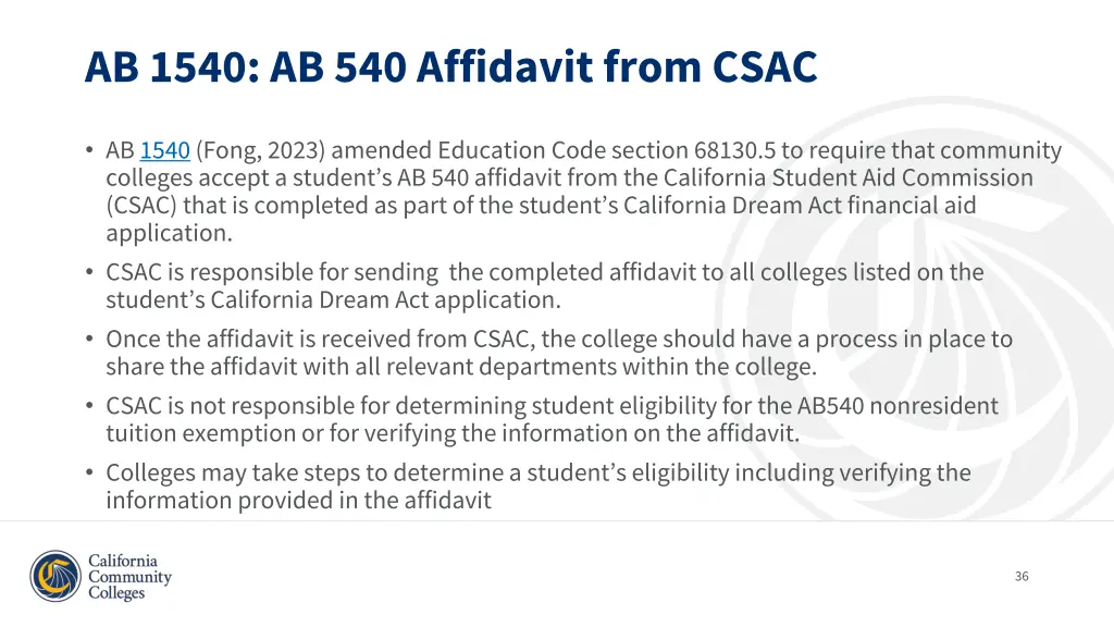 ab 1540 ab 540 affidavit from csac