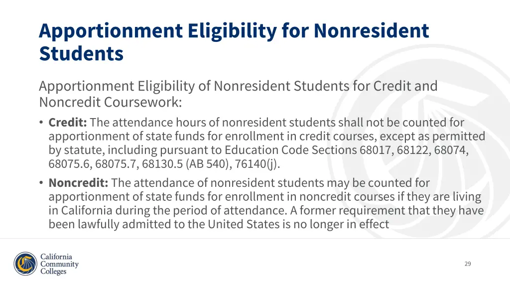 apportionment eligibility for nonresident students