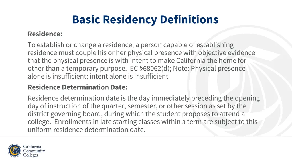 basic residency definitions 1