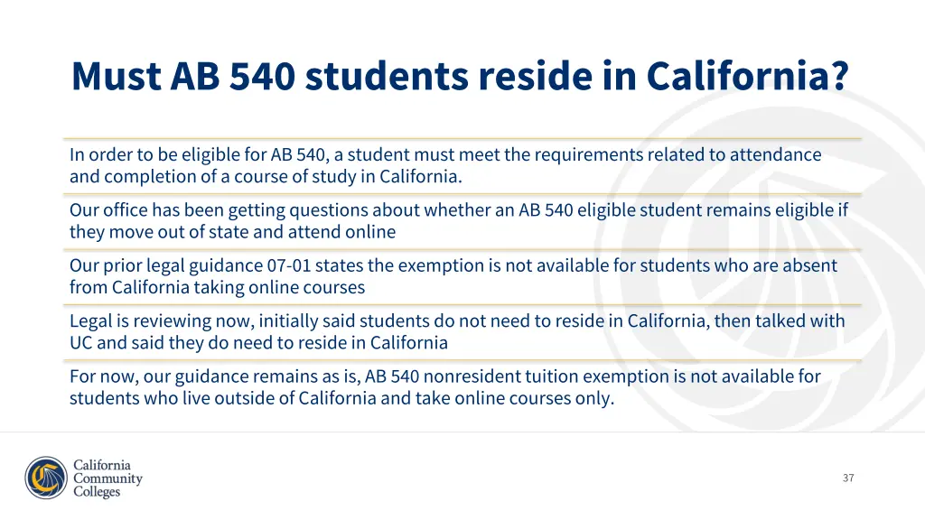 must ab 540 students reside in california