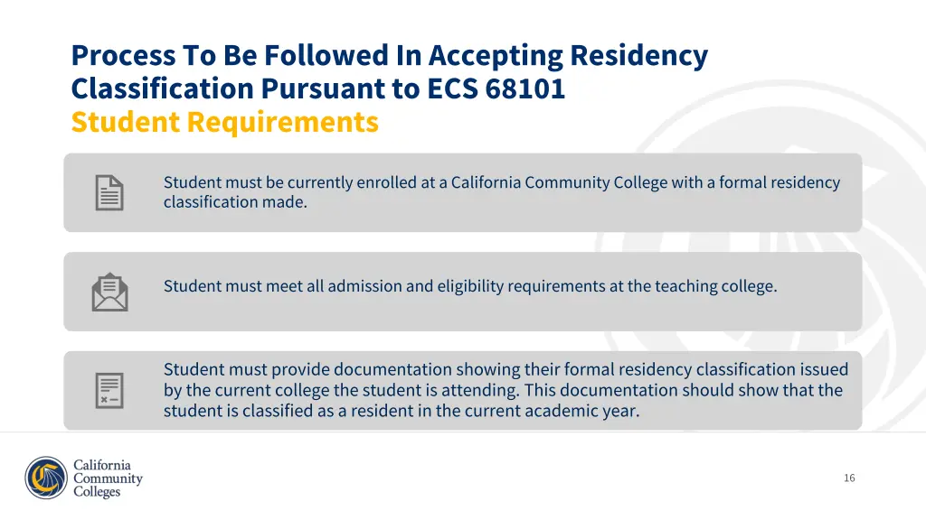 process to be followed in accepting residency 1
