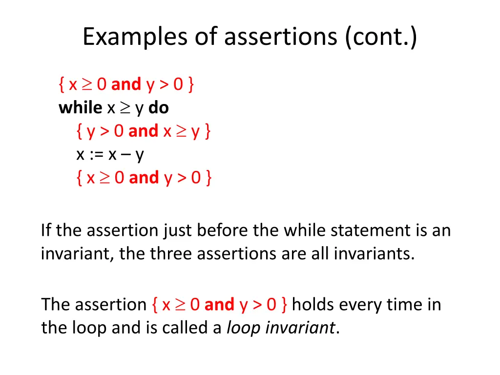 examples of assertions cont