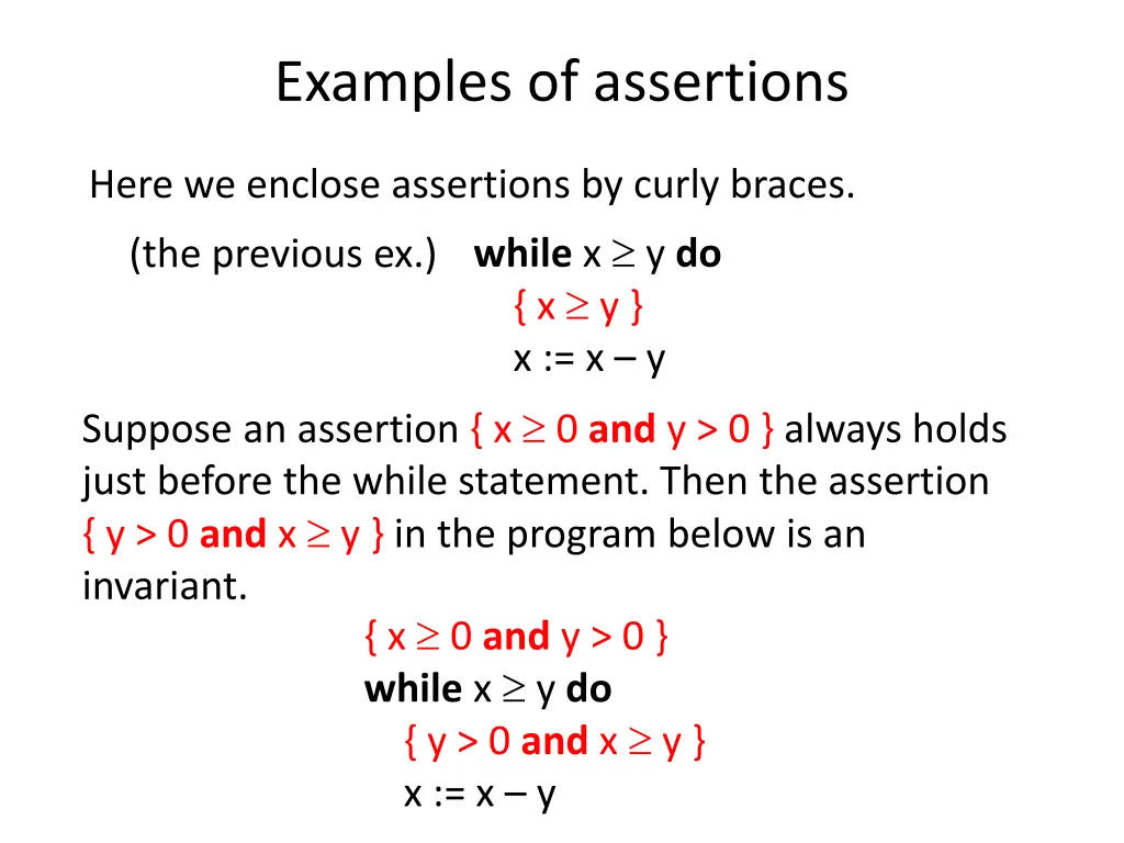 examples of assertions