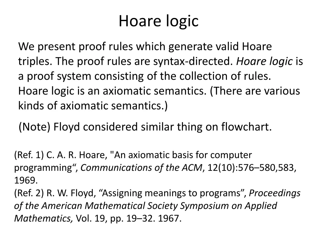 hoare logic