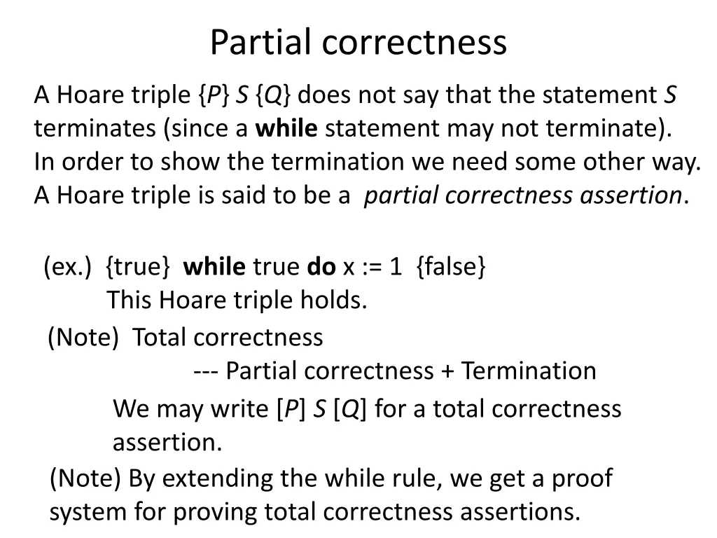 partial correctness