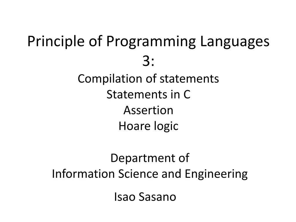 principle of programming languages 3 compilation