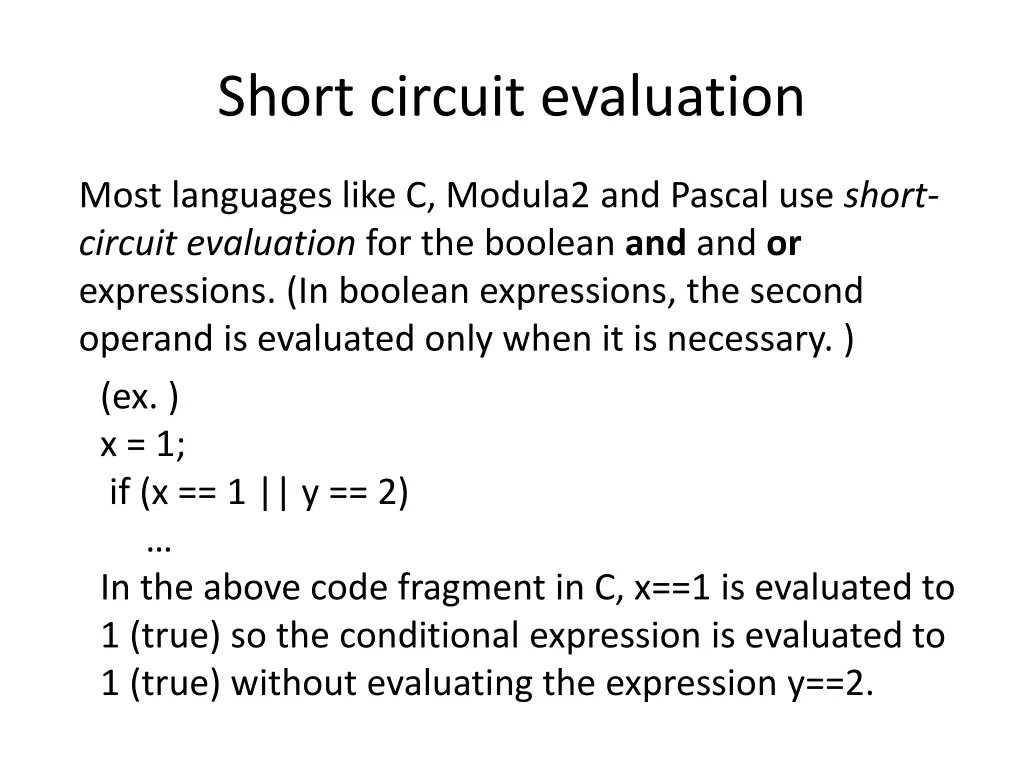 short circuit evaluation
