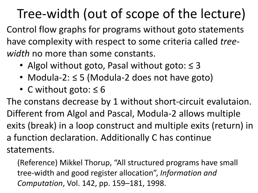 tree width out of scope of the lecture control