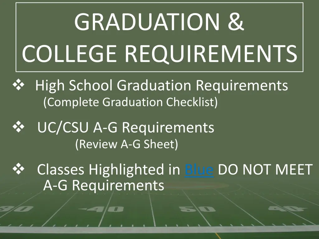 graduation college requirements high school