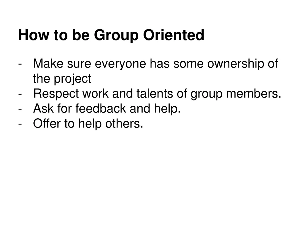 how to be group oriented