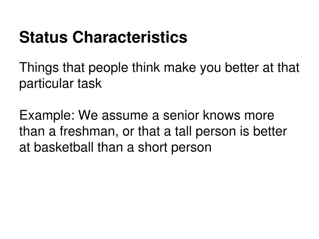 status characteristics