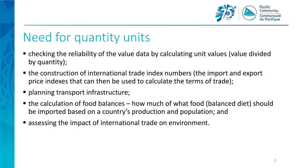 need for quantity units