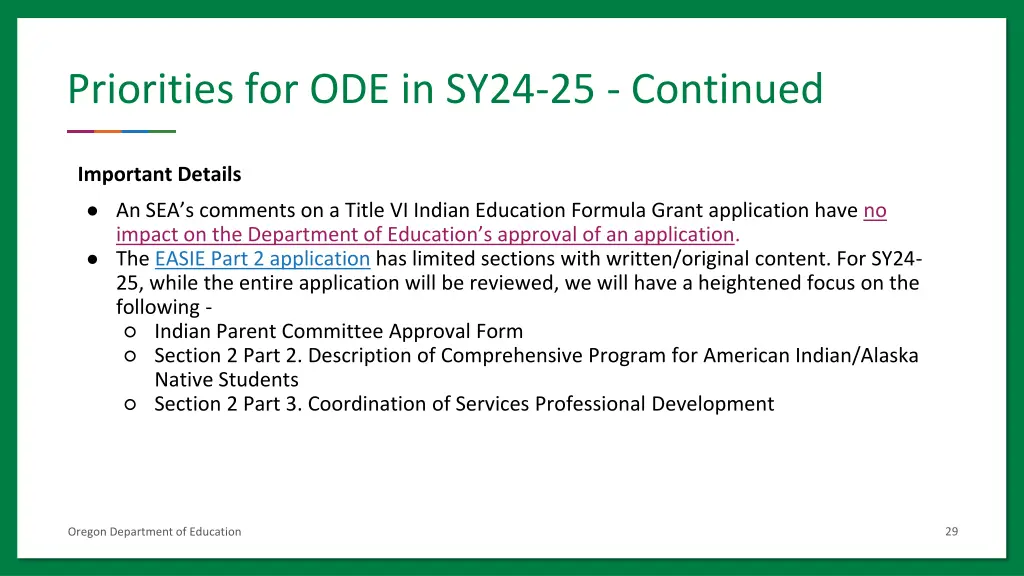 priorities for ode in sy24 25 continued