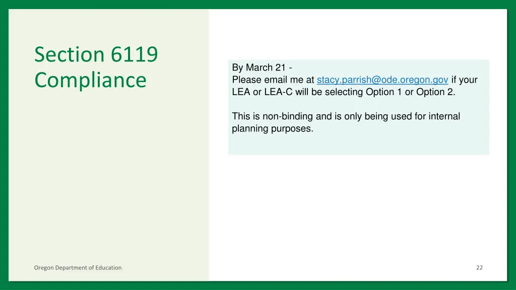 section 6119 compliance