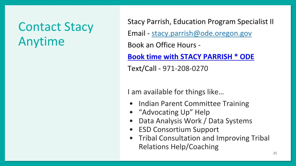stacy parrish education program specialist