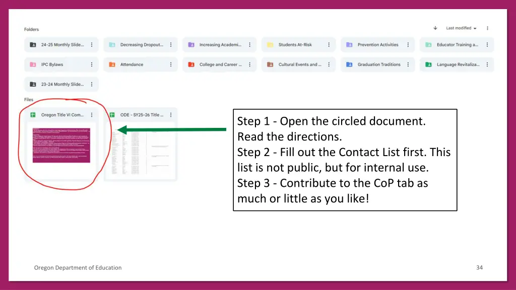 step 1 open the circled document read