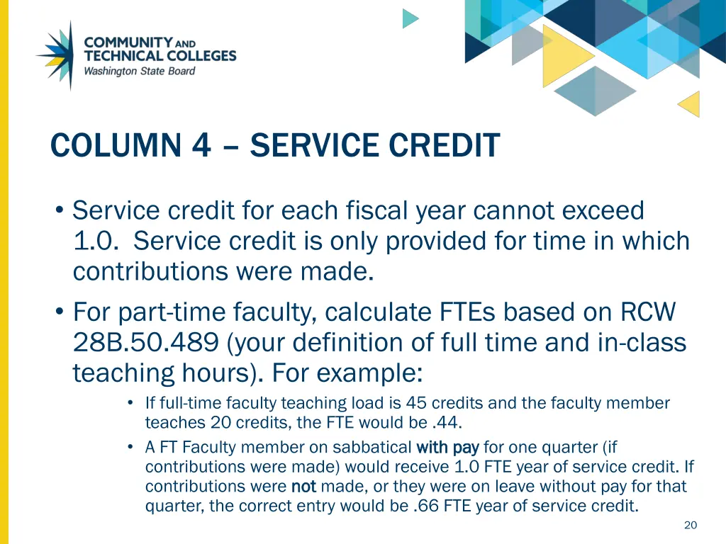 column 4 service credit