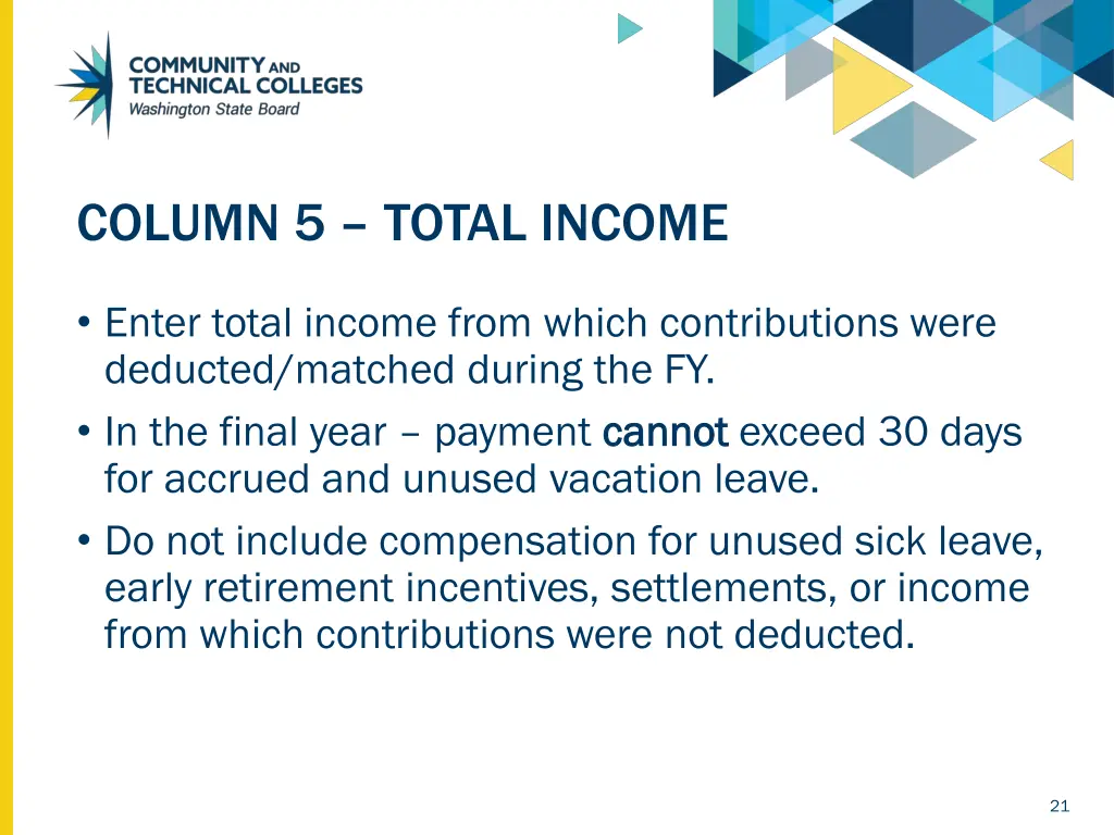 column 5 total income